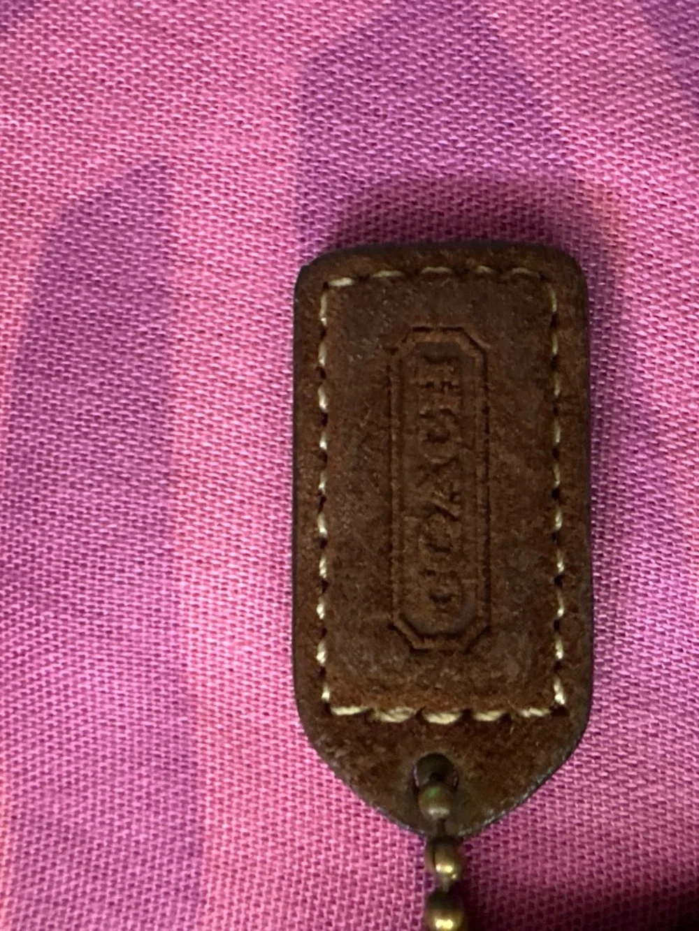 Coach Brown Signature Wristlet with Dark Brown Trim